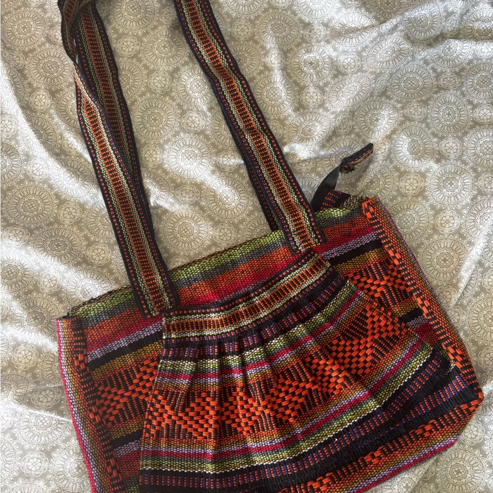Multicolor Woven Tote Bag